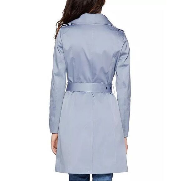 This is a BCBGeneration Envelope Collar Trench Coat in a light blue or chambray - Picture 2 of 10